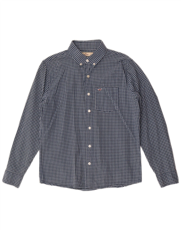 Hollister herreskjorte lille marineblå Gingham bomuld