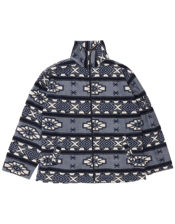 Vintage fleecejakke til mænd UK 38 Medium Blue Fair Isle