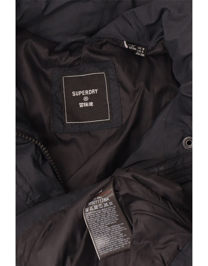 Superdry polstret jakke til kvinder UK 8 Lille sort nylon