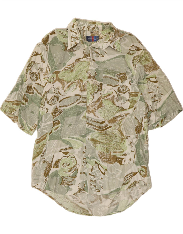JEAN LEGALLI Mens Abstract Pattern Shirt Size 39/40 Medium Green Vintage Jean Legalli and Second-Hand Jean Legalli from Messina Hembry 
