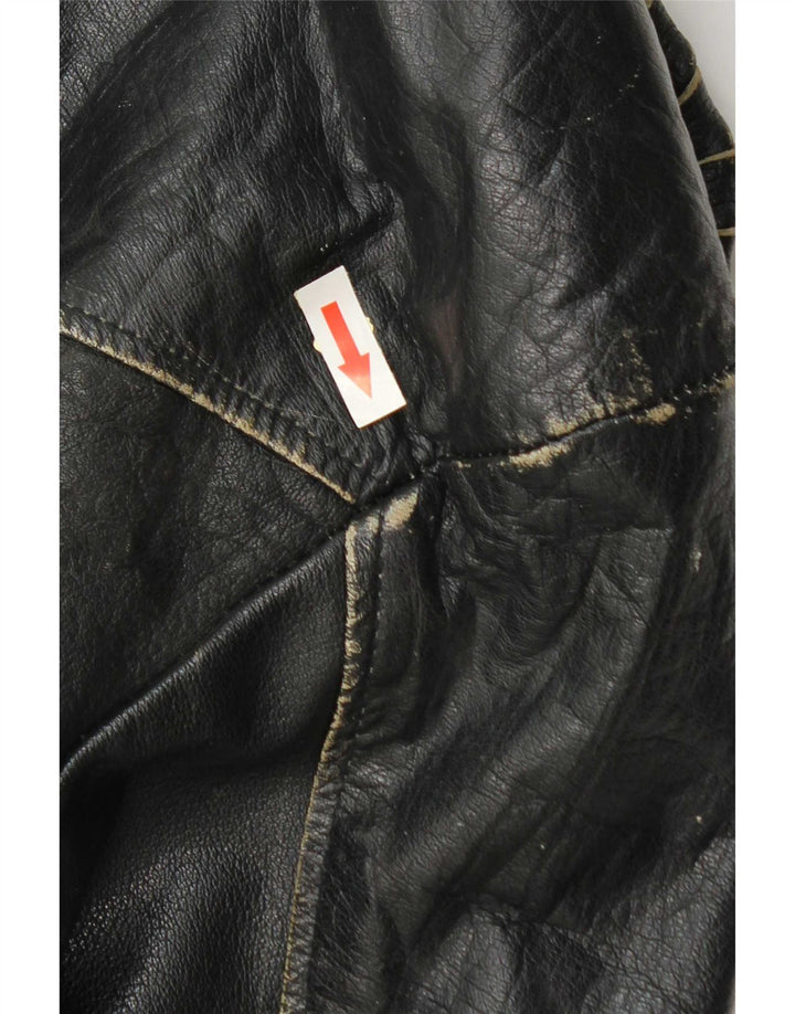 Vintage Herre Læder Biker Jacket UK 36 Lille sort læder