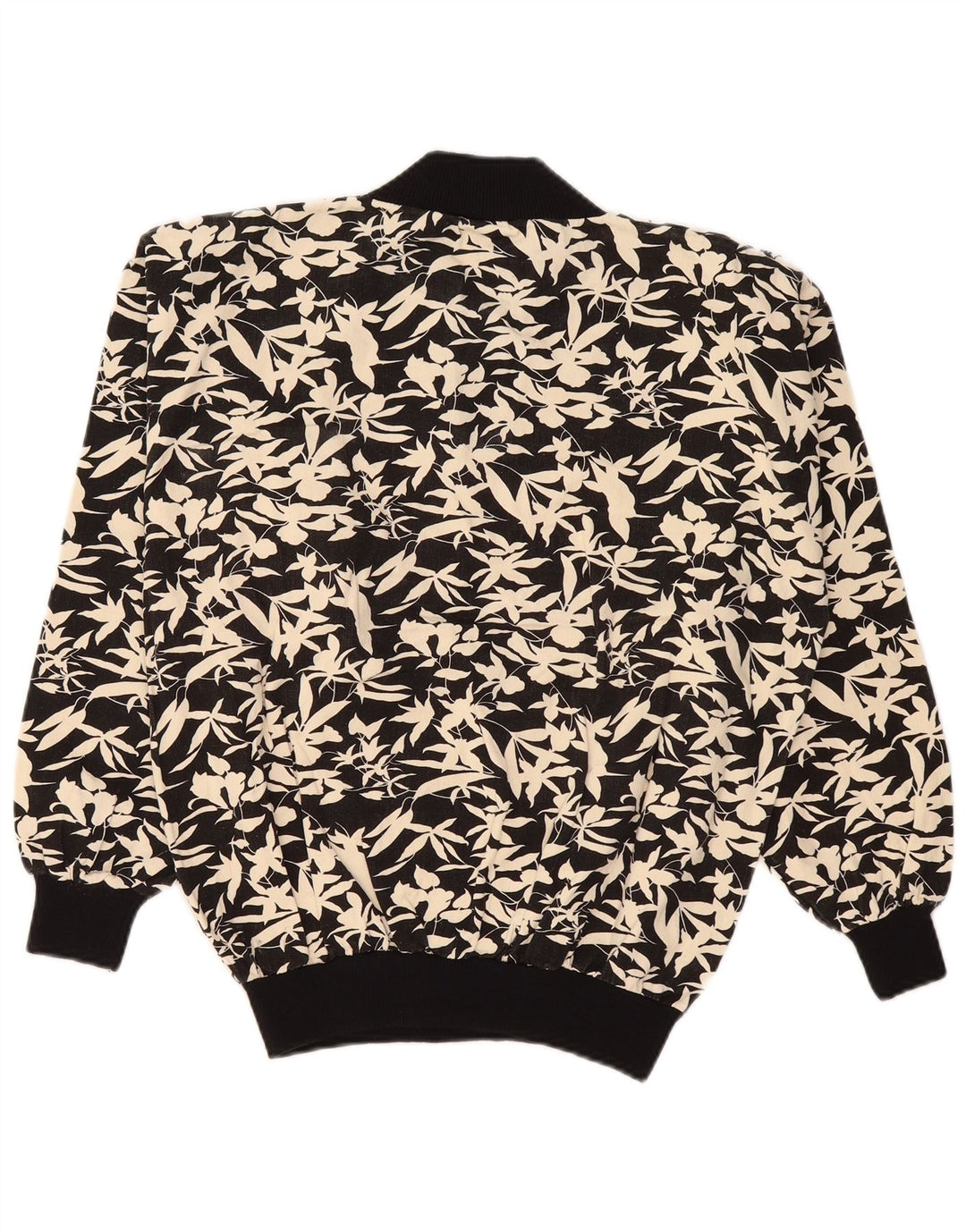 Vintage Dame Sweatshirt Jumper UK 16 Large Black Floral