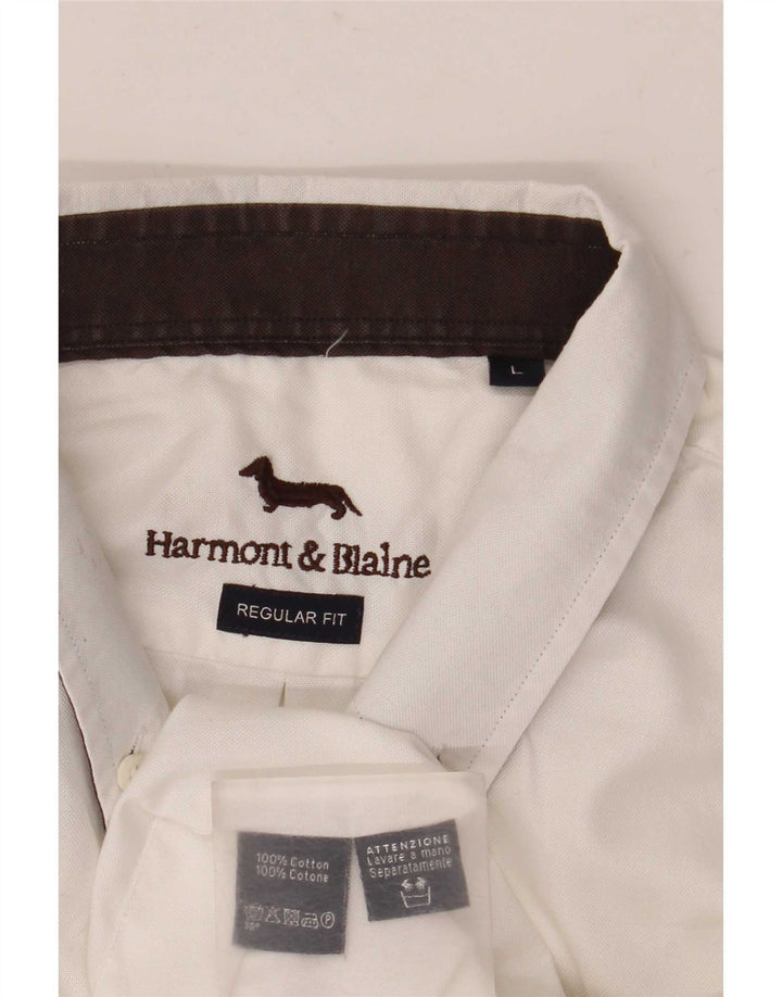 Harmont & Blaine Herre Regular Fit skjorte Stor hvid bomuld