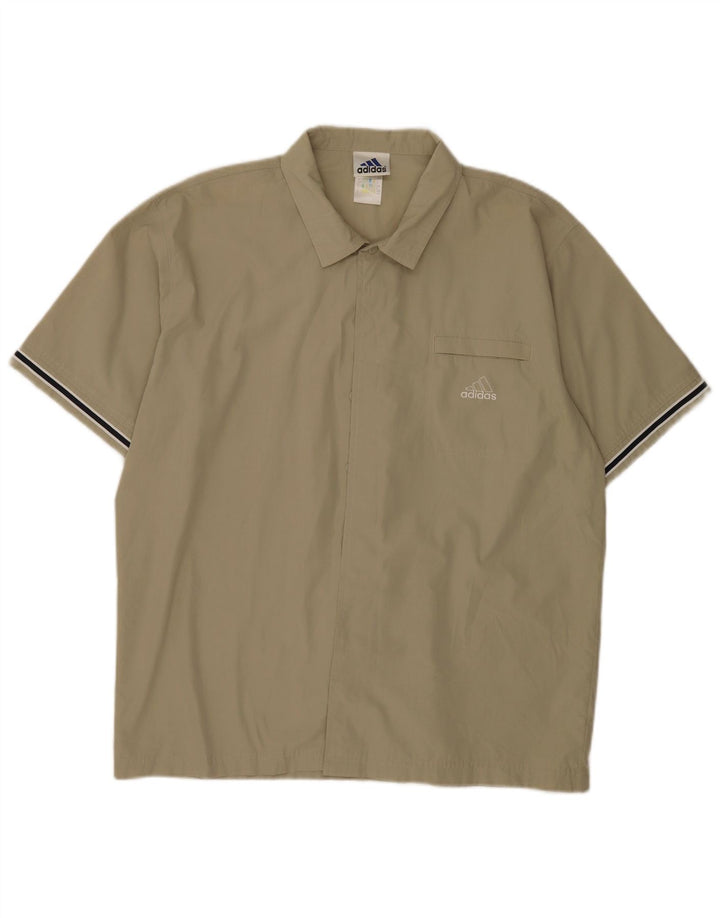 Adidas Kortærmet Herreskjorte UK 44/46 Stor Khaki Polyester
