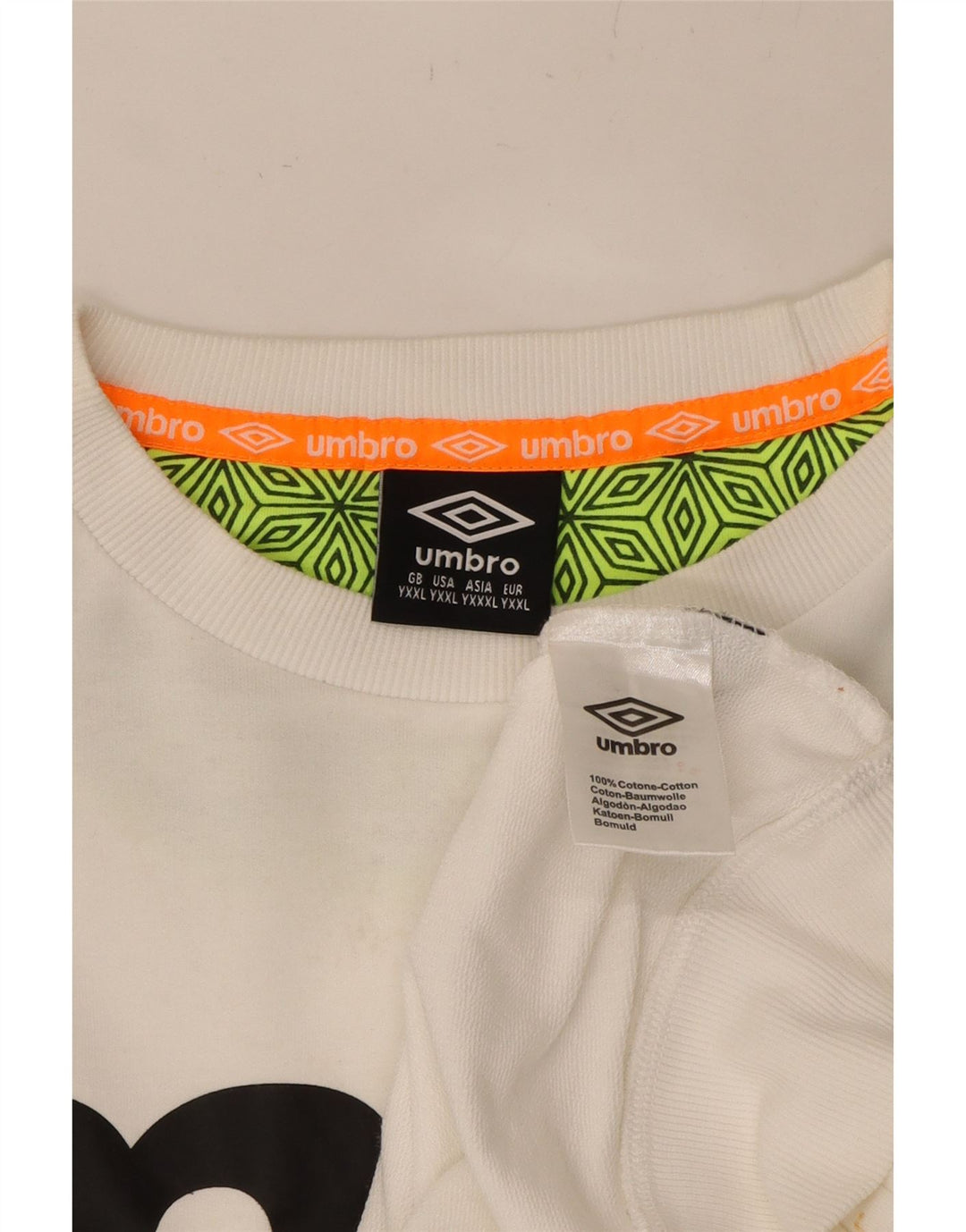 UMBRO Boys Graphic Sweatshirt Jumper 13-14 Years 2XL White Cotton