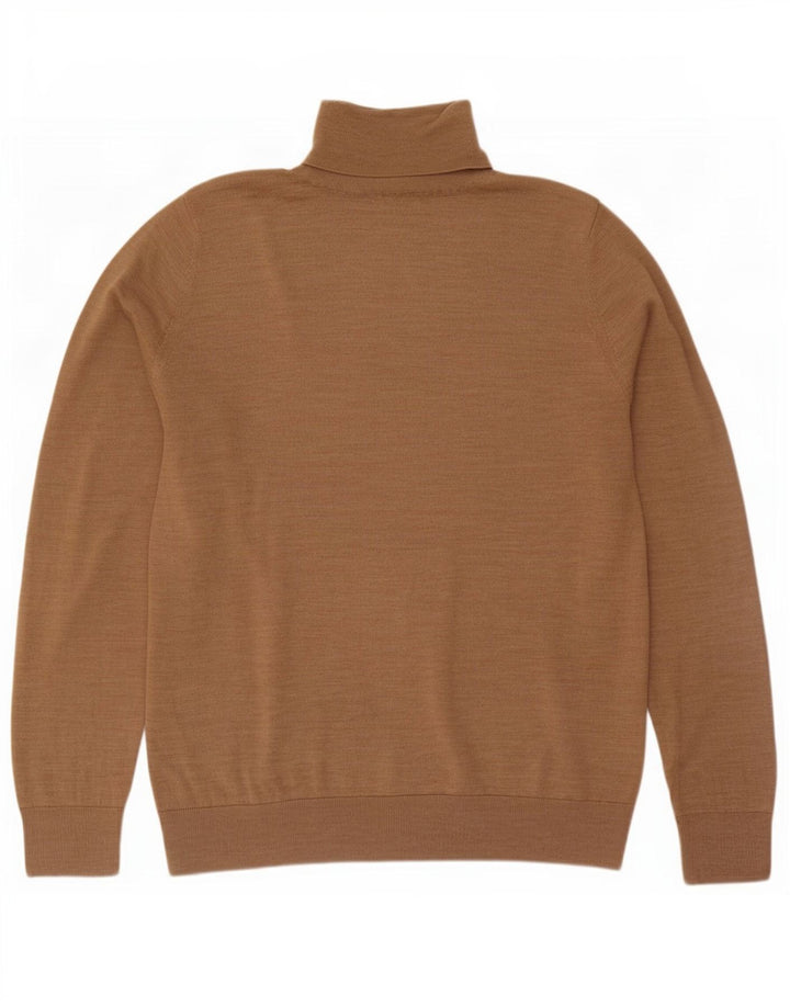 Gap Herre Rullehalstrøje Sweater Stor Beige Flecked Merino Wool
