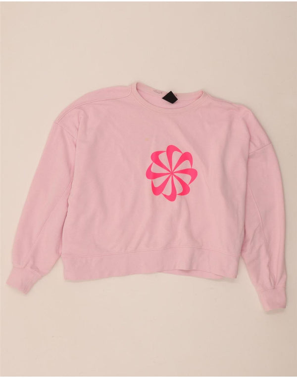 Nike Womens Oversized Crop Graphic Sweatshirt Jumper UK 18 XL Pink Bomuld