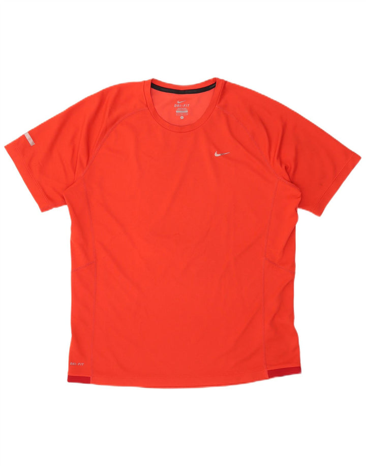 NIKE Herre Dri Fit T-Shirt Top Stor Rød Polyester