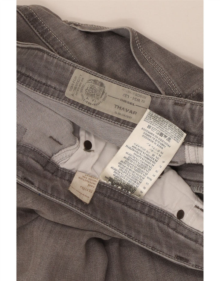 DIESEL Dame Thavar Slim Skinny Jeans W34 L32 Grå Bomuld