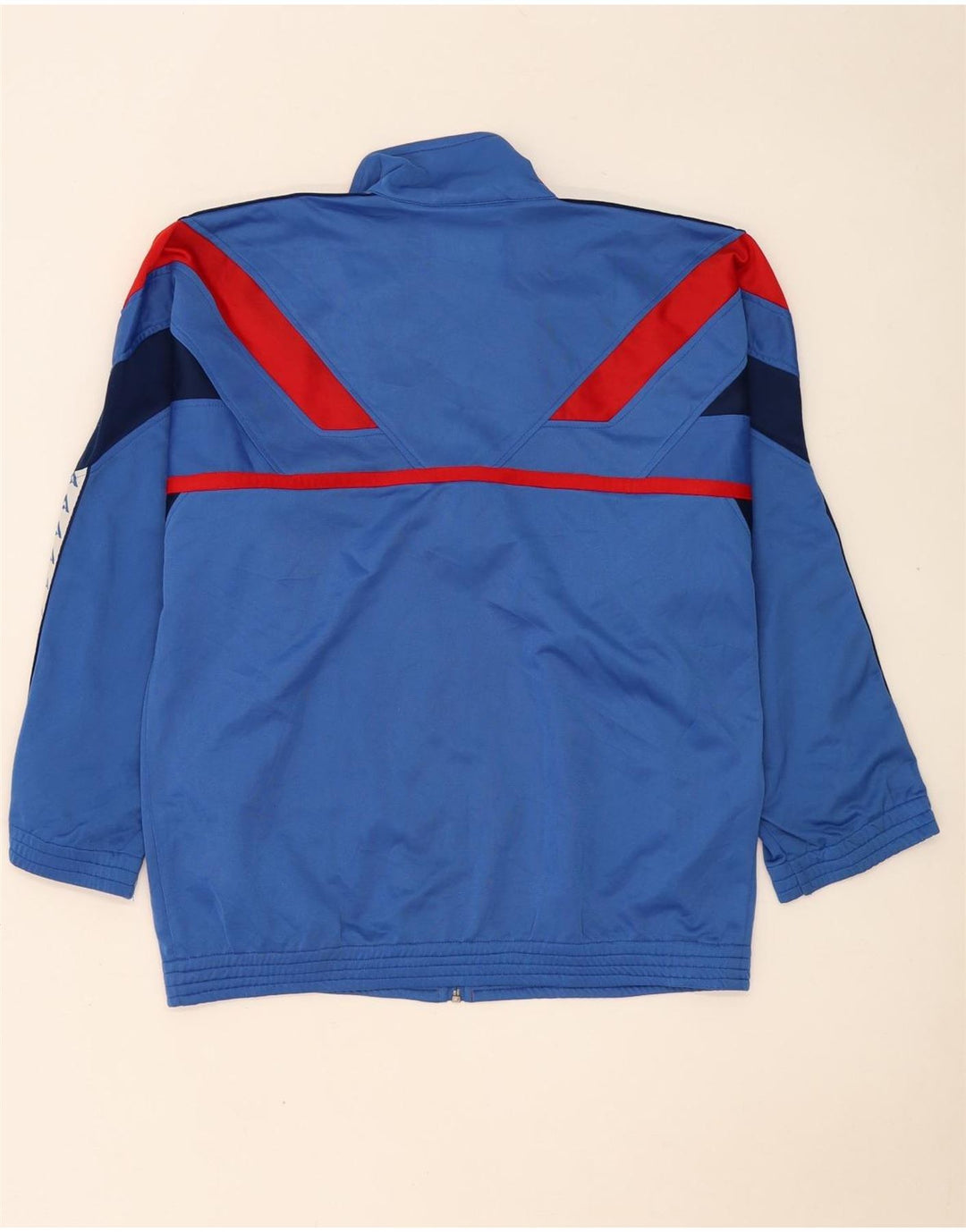Vintage Herre grafisk træningsdragt Topjakke Medium Blue Colourblock Polyester
