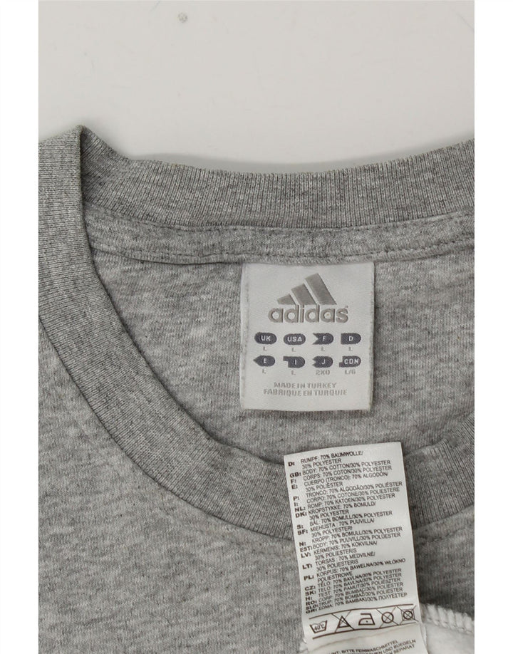 ADIDAS grafisk sweatshirt til mænd, stor grå bomuld