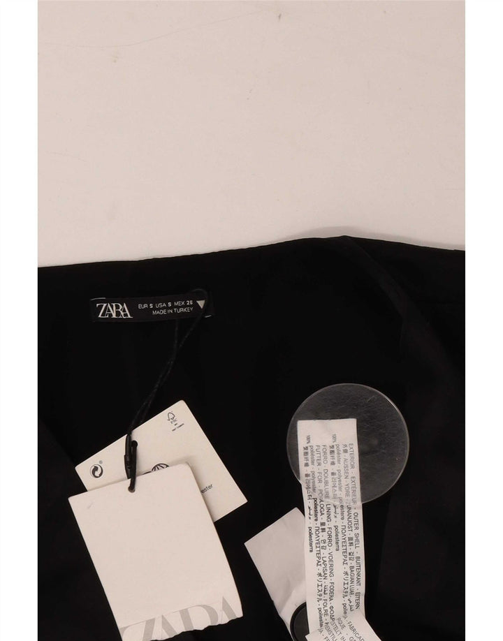 Zara Dame Double Breasted Blazer Jacket UK 10 Small Black Geometric