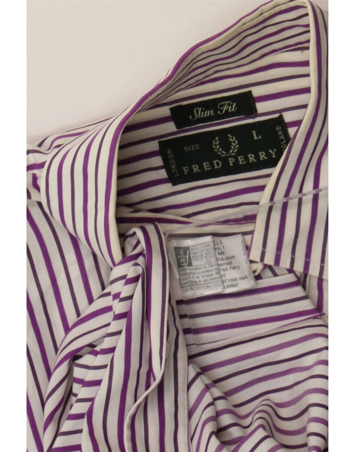 Fred Perry Herre Slim Fit skjorte Stor grå nålestribet bomuld