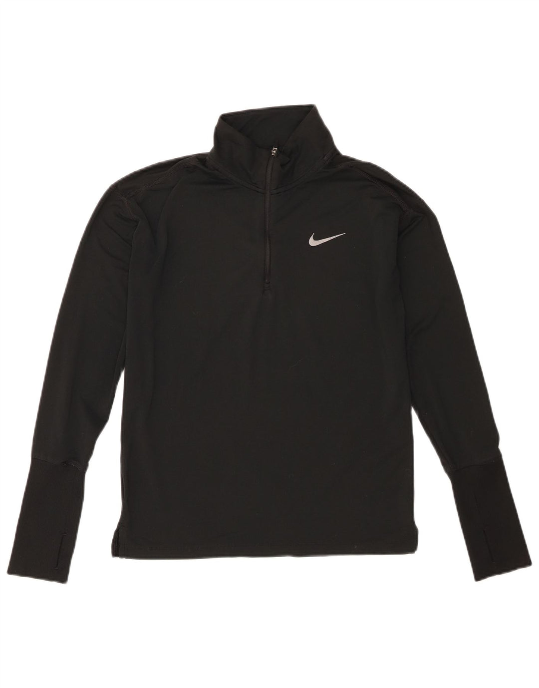 Nike Dame Dri Fit Pullover med lynlås-hals Træningsdragt Top UK 6 XS Sort Polyester