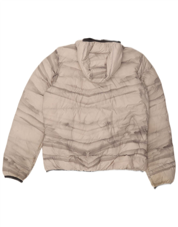 Jack Wolfskin Dame hætte polstret jakke UK 18 XL Grå Tie Dye Polyester