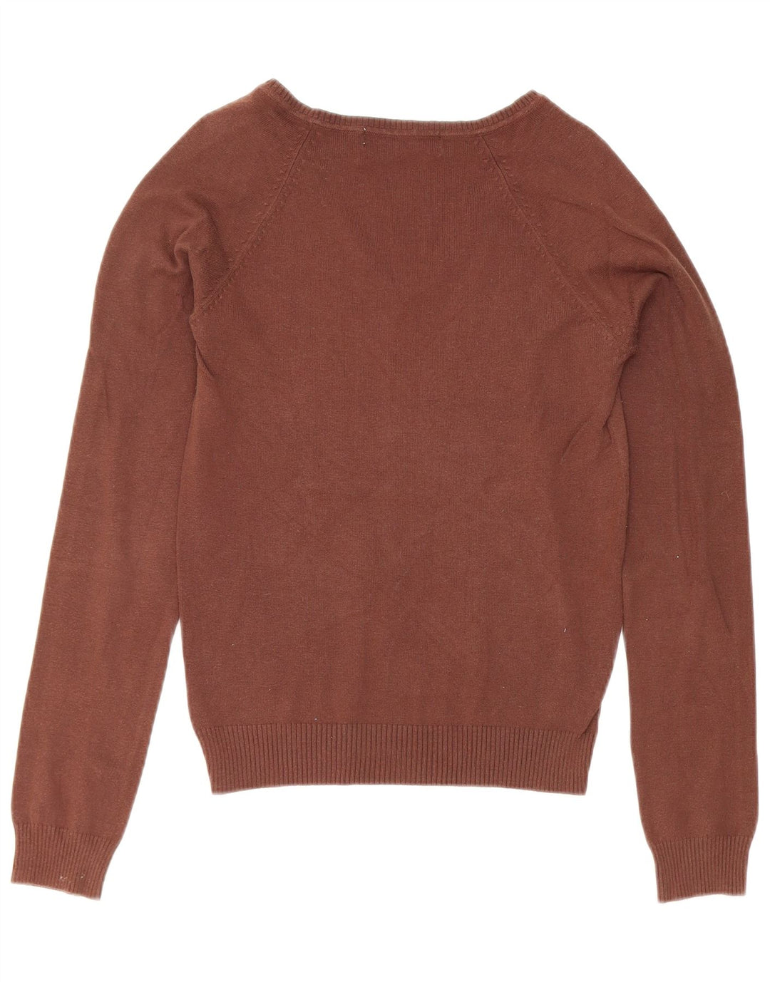 Zara Dame V-hals sweater UK 12 Medium Brun Bomuld