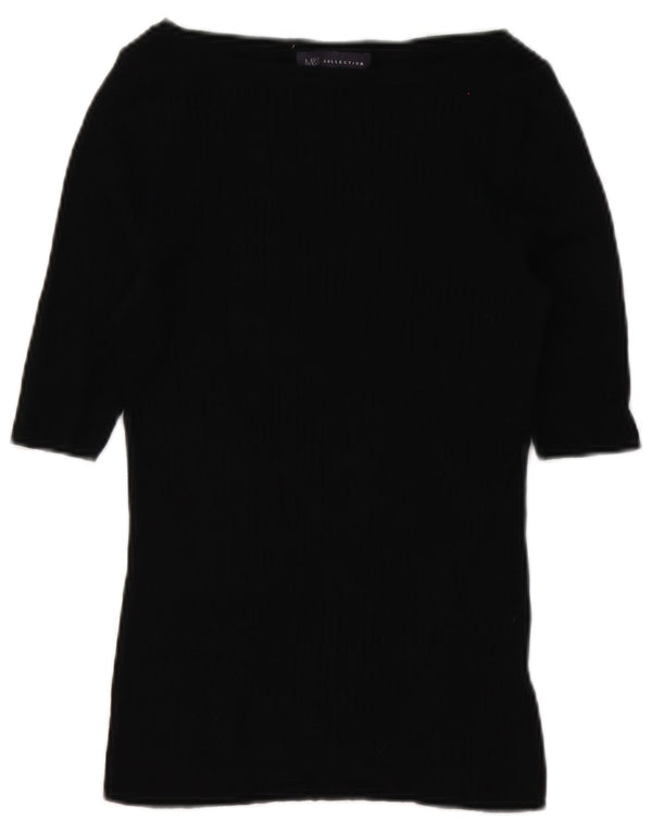 Marks & Spencer Dame Boat Neck Jumper Sweater UK 10 Small Black