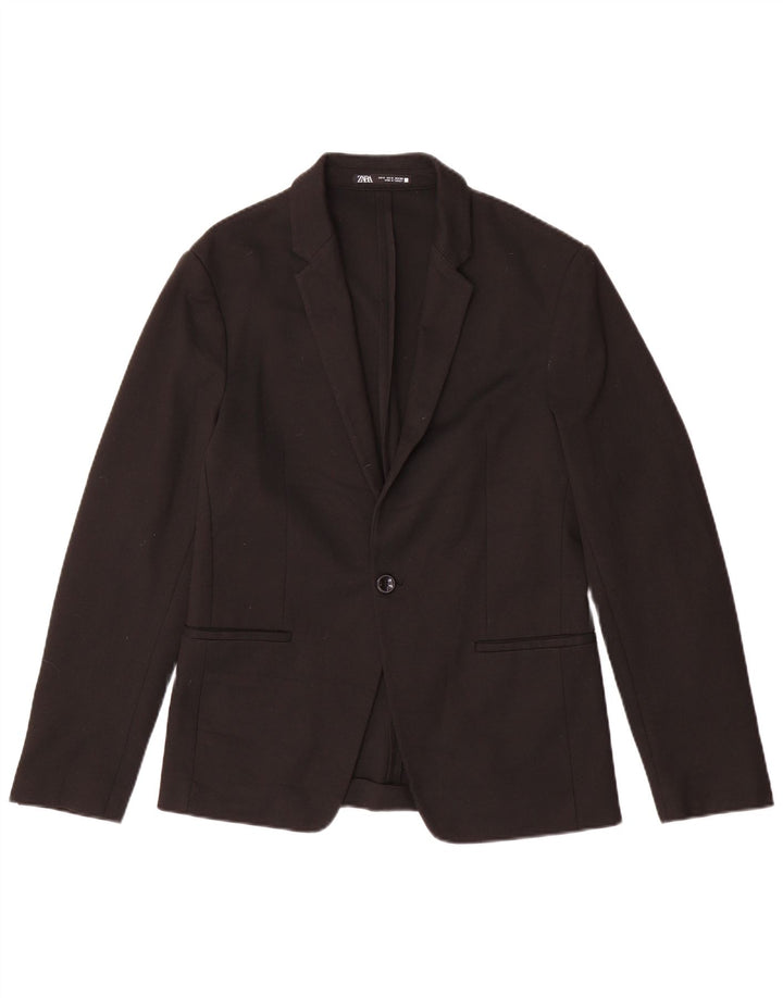 Zara Herre 1-knap blazerjakke UK 36 Lille sort polyester