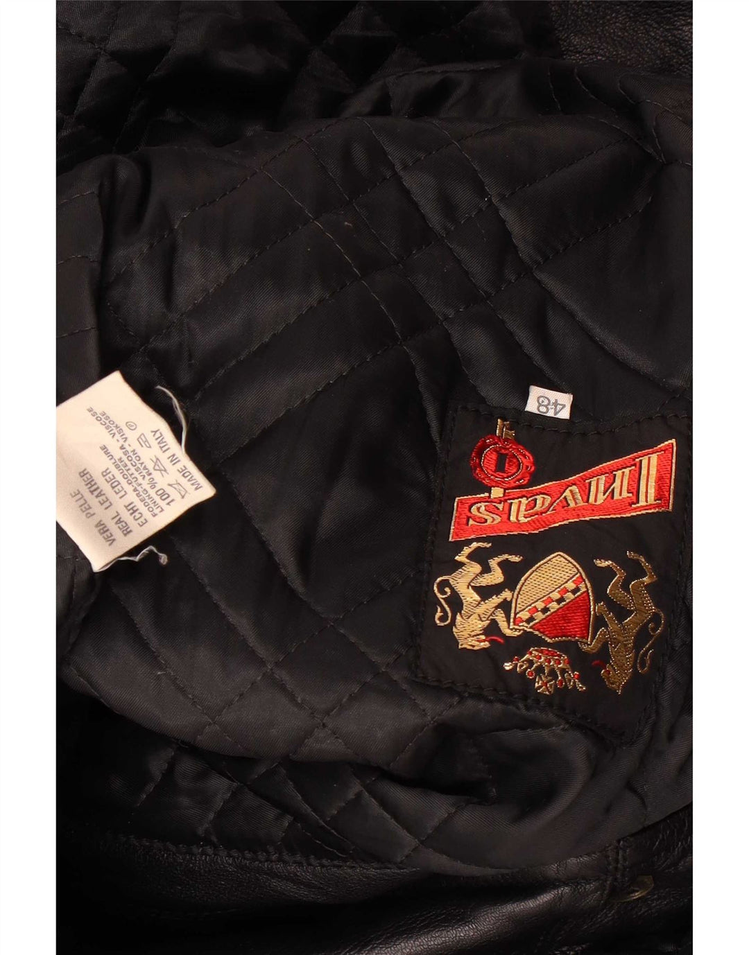 Vintage læderfrakke til kvinder IT 48 XL sort læder