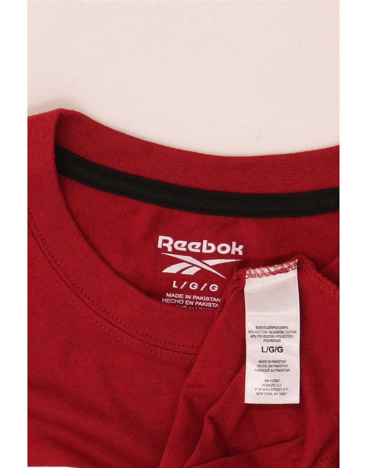 Reebok Herre Grafisk T-Shirt Top Stor Rød Bomuld