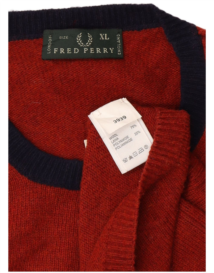 FRED PERRY Herre sweater med rund hals XL rød uld
