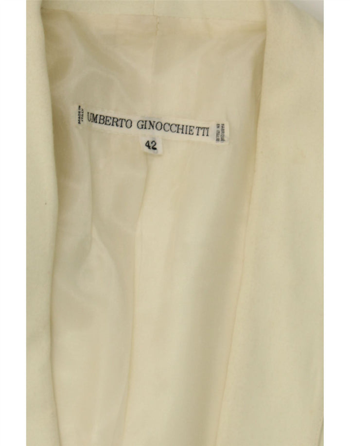 UMBERTO GINOCCHIETTI Womens 1 Button Blazer Jacket IT 42 Medium Off White Vintage Umberto Ginocchietti and Second-Hand Umberto Ginocchietti from Messina Hembry 