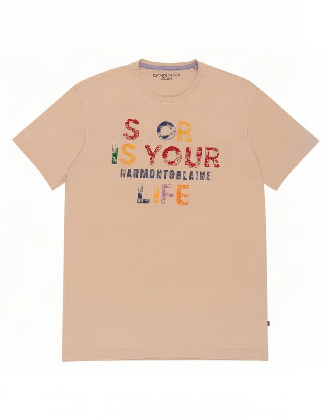 Harmont & Blaine Herre grafisk T-shirt top mellem hvid bomuld