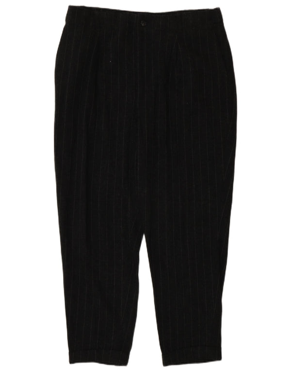 Zara Womens Tapered Cropped Trousers Large W30 L24 Gråstribet