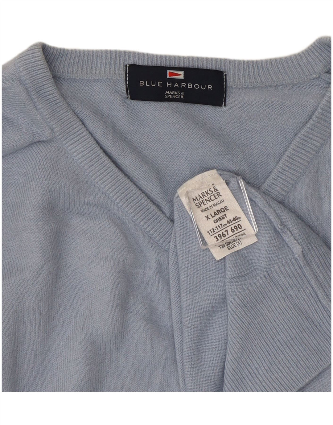Marks & Spencer Herre Blue Harbor V-hals sweater XL Blå Akryl