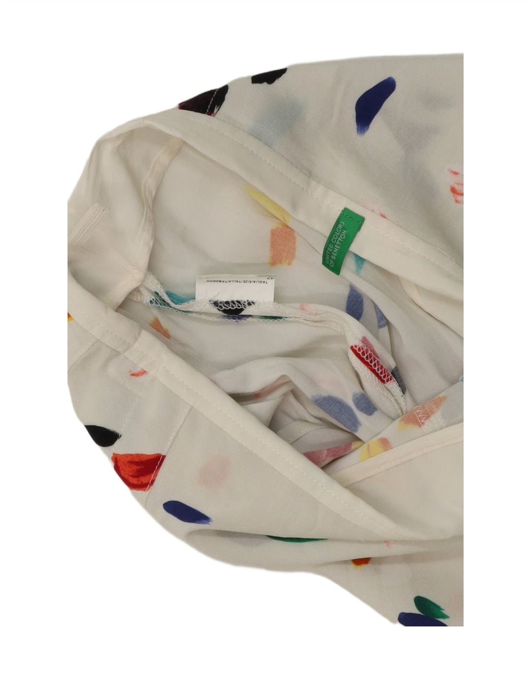 Benetton Dame Gennemsigtig Nederdel IT 42 Medium W28 Hvid Plettet