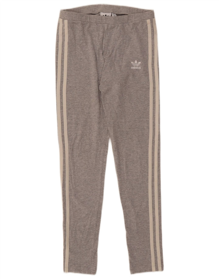 Adidas Womens Leggings UK 8 Small Grey Flecked Bomuld