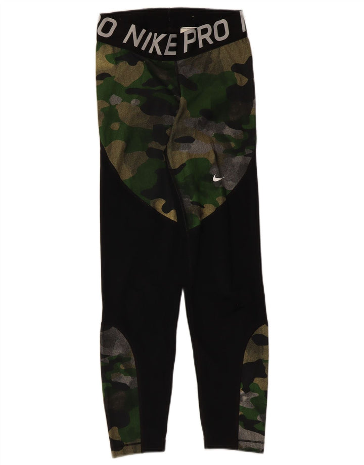 Nike Dame Grafiske Leggings UK 4 XS Sort Camouflage Polyester