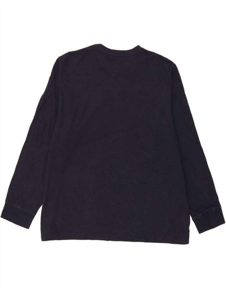 EDDIE BAUER Mens Top Long Sleeve 2XL Navy Blue Cotton Vintage Eddie Bauer and Second-Hand Eddie Bauer from Messina Hembry 