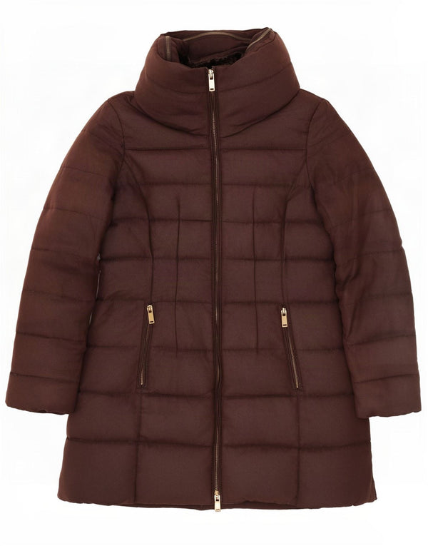 Zara Womens Hooded Padded Jacket UK 14 Large Brown Polyester