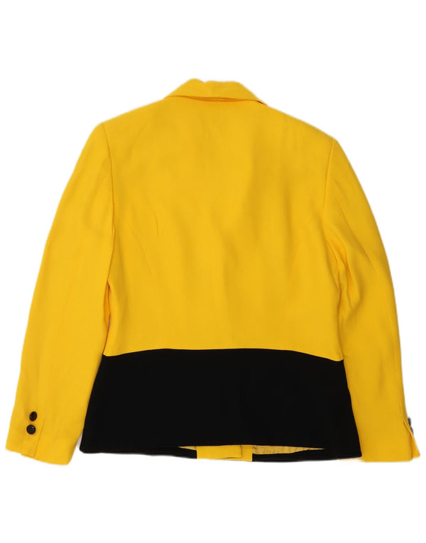 Vintage dame 3-knaps blazerjakke UK 14 Medium Yellow Colourblock