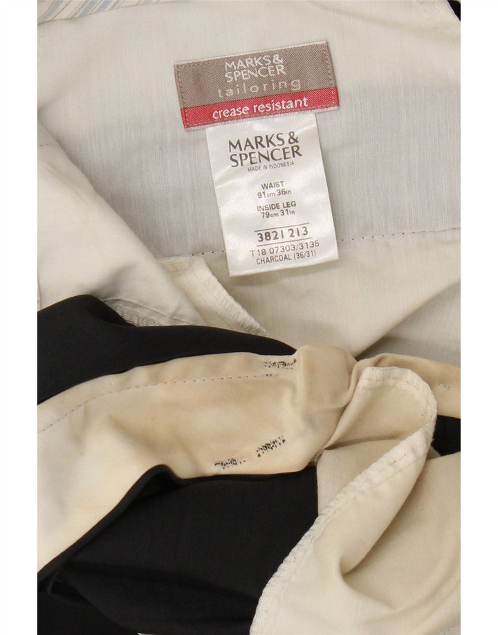Marks & Spencer Herre Skræddersyet Fit Straight Suit Bukser W36 L31 Grå