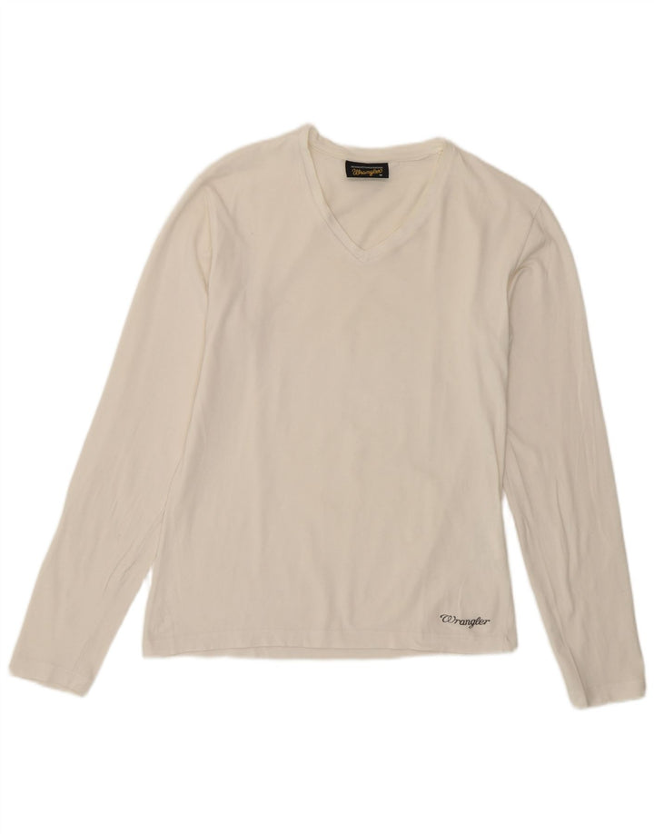 Wrangler Dame Top Langærmet UK 12 Medium Hvid Bomuld
