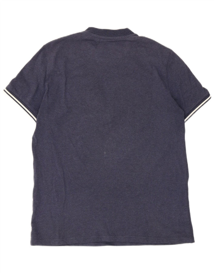 Fred Perry T-shirt med lynlås til mænd, mellemlang marineblå stribet