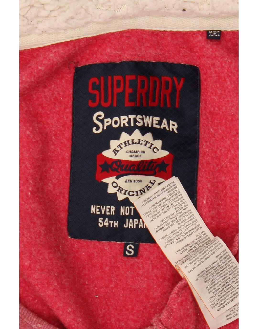 Superdry hættetrøje til kvinder med grafisk lynlås UK 10 Small Pink Polyester