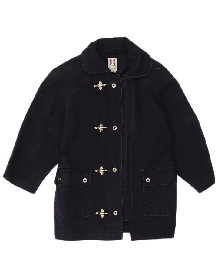 Stefanel Boys Loose Fit Duffle Coat 9-10 år Navy Blue Cotton