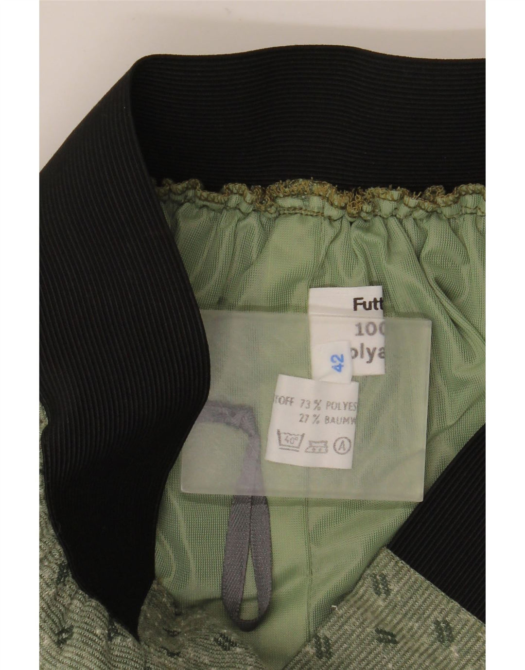 Vintage dame midi nederdel IT 42 Medium W30 Grøn plettet polyester