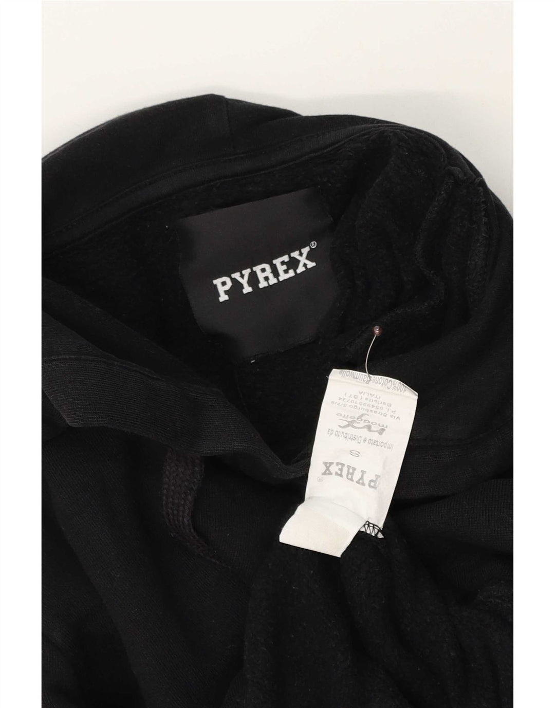 Pyrex grafisk hættetrøje til mænd Small Black Colourblock Bomuld