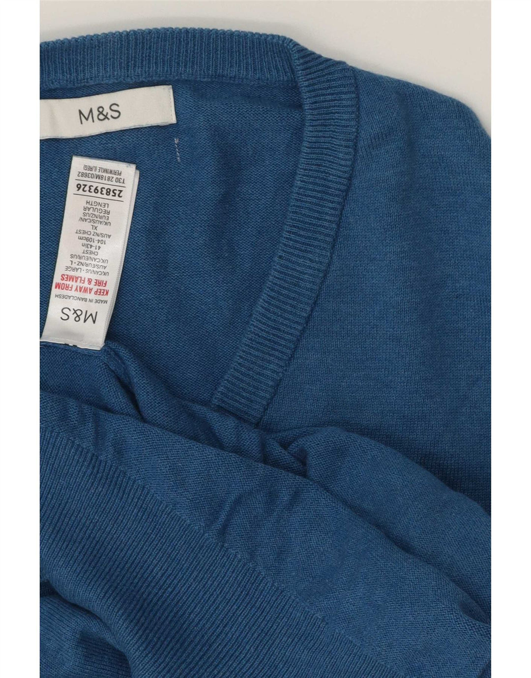 Marks & Spencer Herre V-hals sweater XL Blå Bomuld