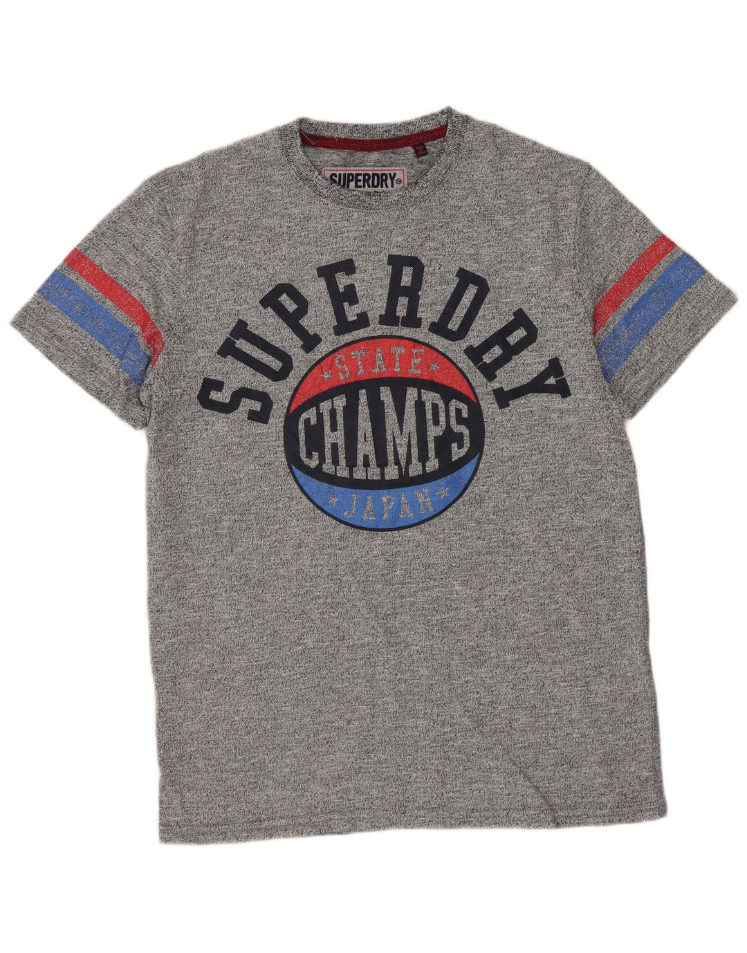 Superdry Grafisk T-shirt-top til mænd, lille grå flækket bomuld