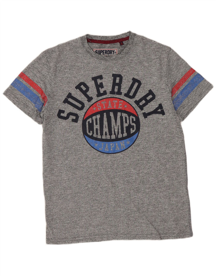 Superdry Grafisk T-shirt-top til mænd, lille grå flækket bomuld