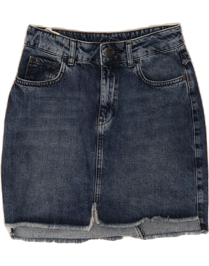 SISLEY Womens Denim Skirt W26 Small Blue Cotton Vintage Sisley and Second-Hand Sisley from Messina Hembry 