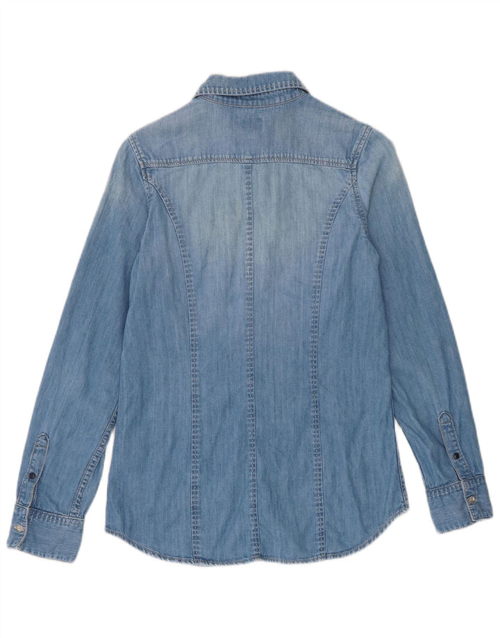PEPE Jeans Dame Denim Shirt UK 10 Small Blue Cotton