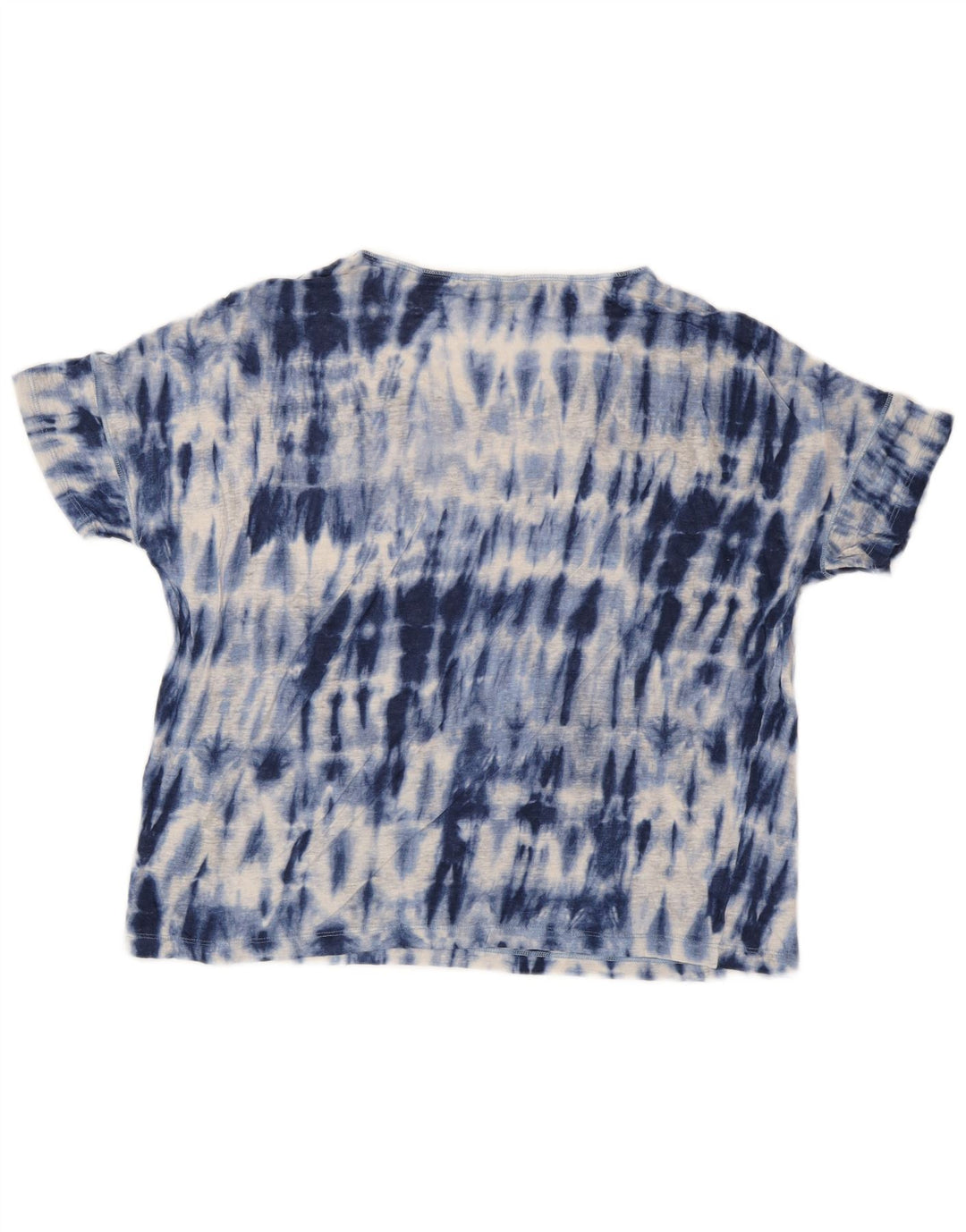 RALPH LAUREN Dame T-Shirt Top UK 14 Medium Blue Tie Dye Linen