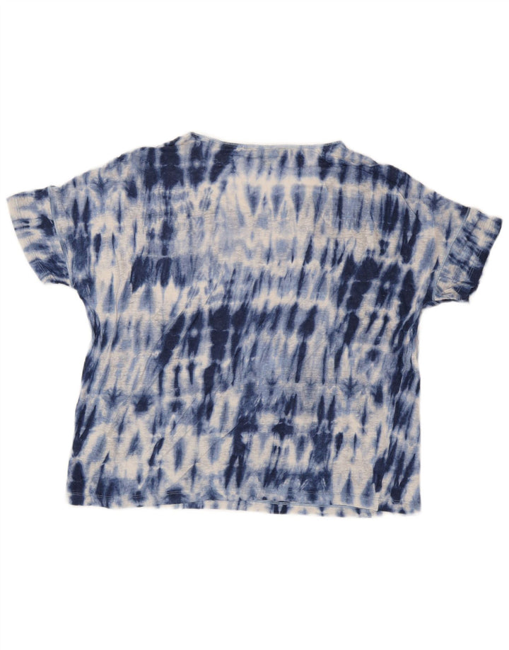 RALPH LAUREN Dame T-Shirt Top UK 14 Medium Blue Tie Dye Linen