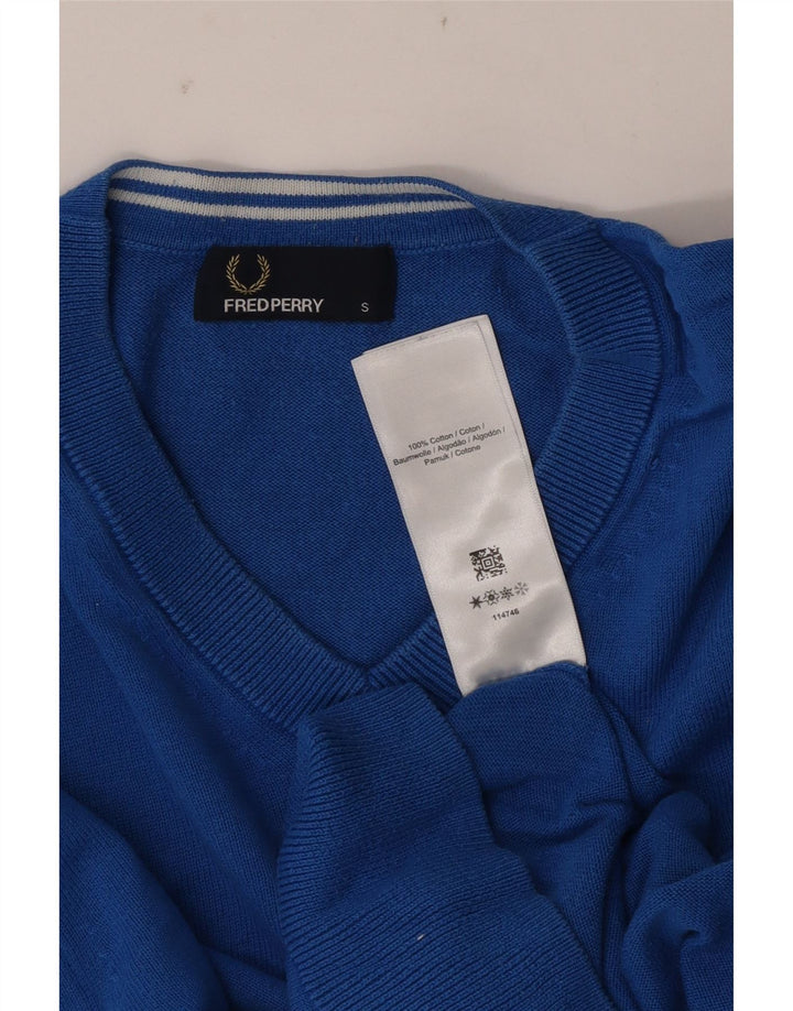 Fred Perry Herre V-hals sweater lille blå bomuld